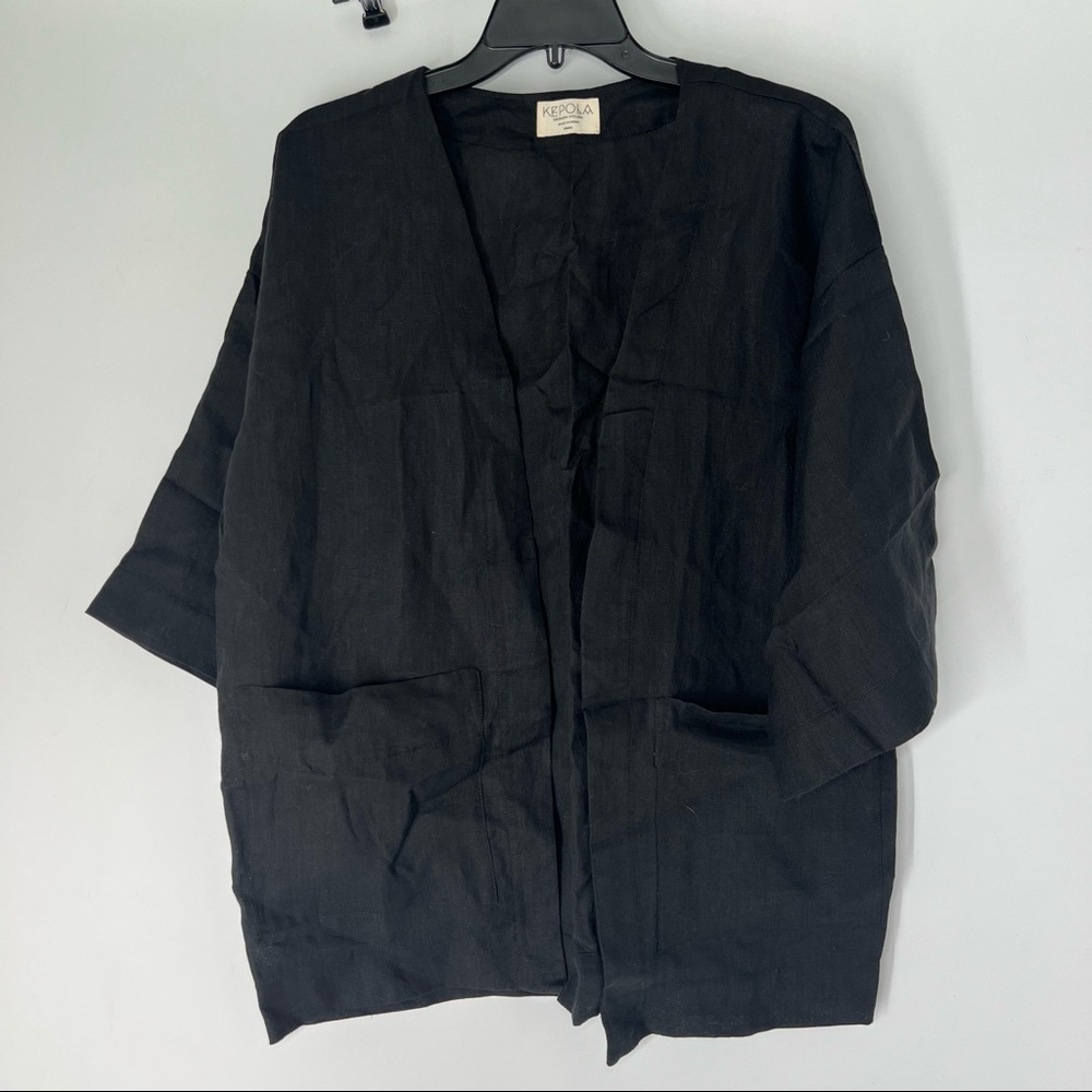 Kepola Design House Black Linen Open front cardigan jacket